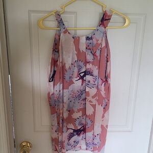 Floral Pink and White Sleeveless Tank Top